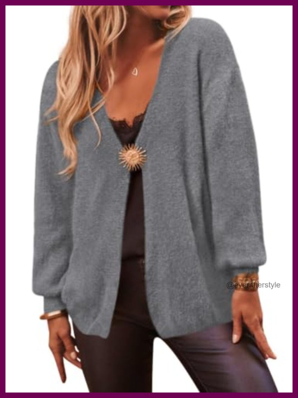 Fuzzy Mohair Knit Open Front Cardigan Oversized Slouchy Sweater